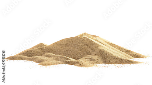 Desert sand pile, dune isolated on white, with clipping path, side view photo