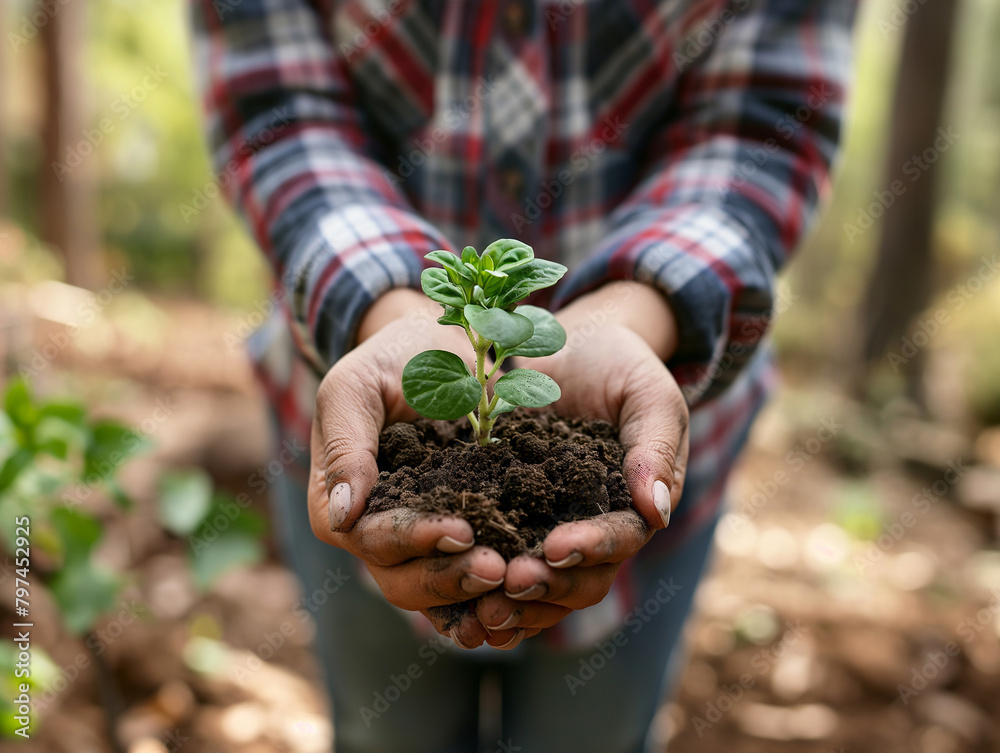 hand holding small tree for planting. concept environment green world earth day hand holding small tree for planting. concept environment green world earth day