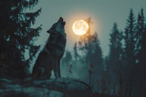 full moon wolf, AI generated