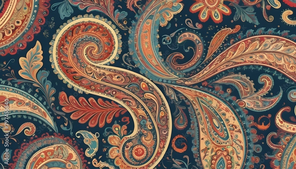 Paisley patterns with swirling shapes and intricat