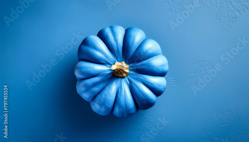 blue pumpkin on the blue background