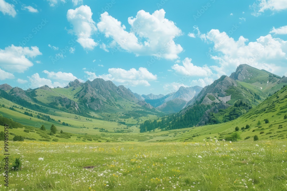 Panoramic View of a Mountain Range Under a Clear Blue Sky - Nature Scenery, Outdoor Adventure, Travel Destinations