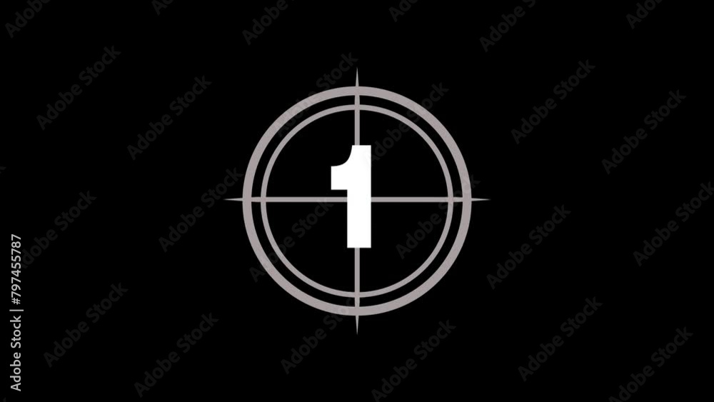 Countdown timer from 3 to 1 second on black and white background. 4k videos