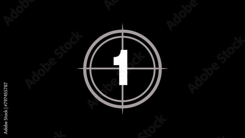 Countdown timer from 3 to 1 second on black and white background. 4k videos