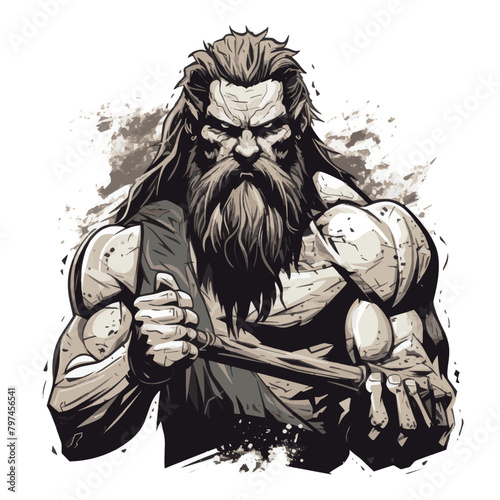 Wild Barbarian Warrior Hand Drawn Vector Illustrative for your work's logos, T-shirt merchandise, stickers, label designs, posters, greeting cards, and advertising for business entities or brand