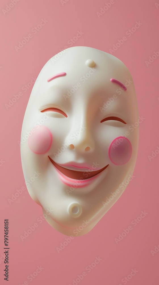 facial mask with a playful concept, the mask has a cartoon face design, promoting fun and youthful skin facial mask with a playful concept, the mask has a cartoon face design, promoting fun and youthful skin