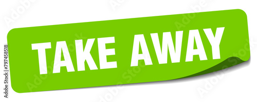 take away sticker. take away label