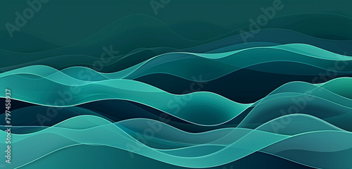 Vector background with layers of aqua blue and seafoam on dark teal. photo