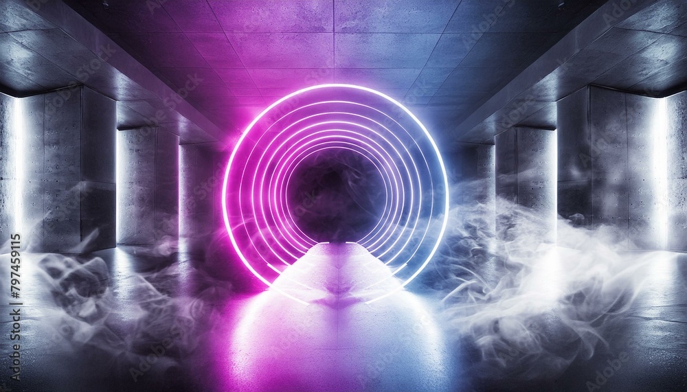 Cosmic Club: Neon Glowing Tunnel with Dot Shaped Lights Cosmic Club: Neon Glowing Tunnel with Dot Shaped Lights