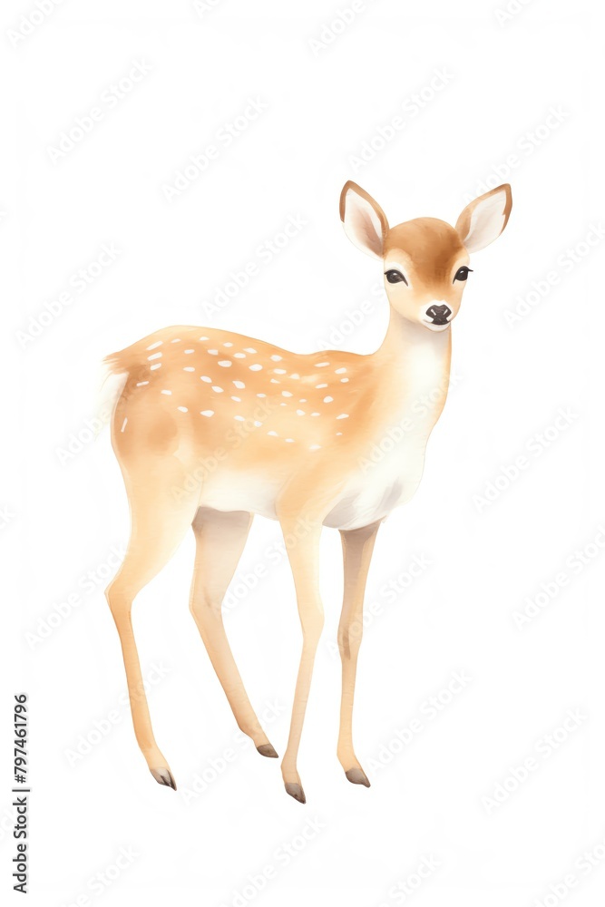 Fototapeta premium deer, graceful deer.cartoon drawing, water color style.