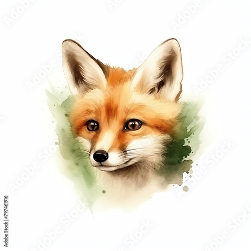 fox, clever fox.cartoon drawing, water color style, © Tonton54