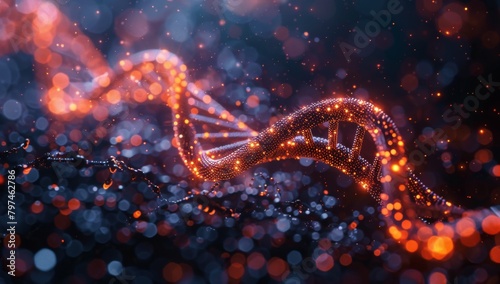 Futuristic DNA and AI Convergence - Medical Healthcare and Genetic Research，Medical staff, DNA strands, healthcare, artificial intelligence. DNA double helix, interweaving of digital AI elements, AI