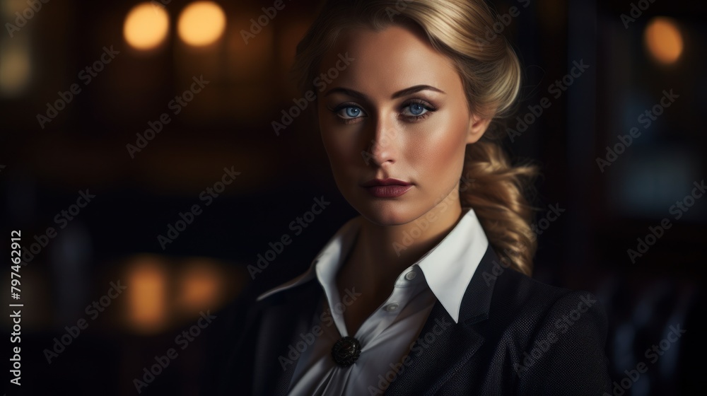 a woman with blue eyes and a ponytail a woman with blue eyes and a ponytail