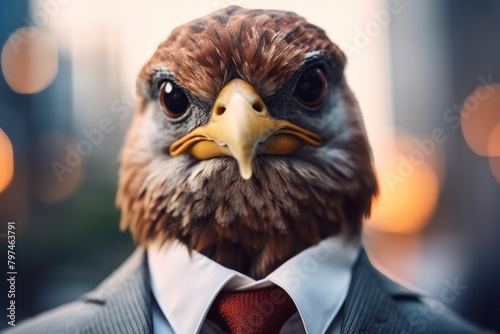 a bird in a suit photo