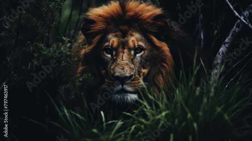 a lion in the grass