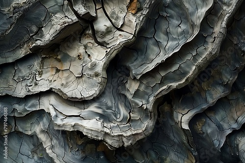 Explore the intricate details of weathered tree bark, each crevice telling a story of resilience and time. Witness the silent dialogue between light and shadow as they dance upon its textured surface