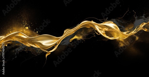 a gold liquid flowing in the air