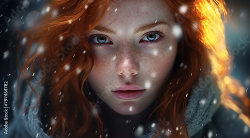 a woman with red hair and freckles