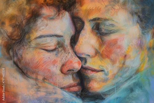 Empathy is portrayed with soft pastels  blending seamlessly into the emotions of another  illustrating a compassionate draw concept