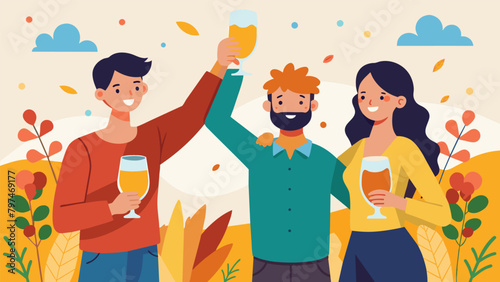 A blissful moment captured as a family raises their glasses in a toast celebrating their hard work and the joy of sharing the fruits of their