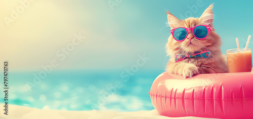 kitten at the beach, AI generated