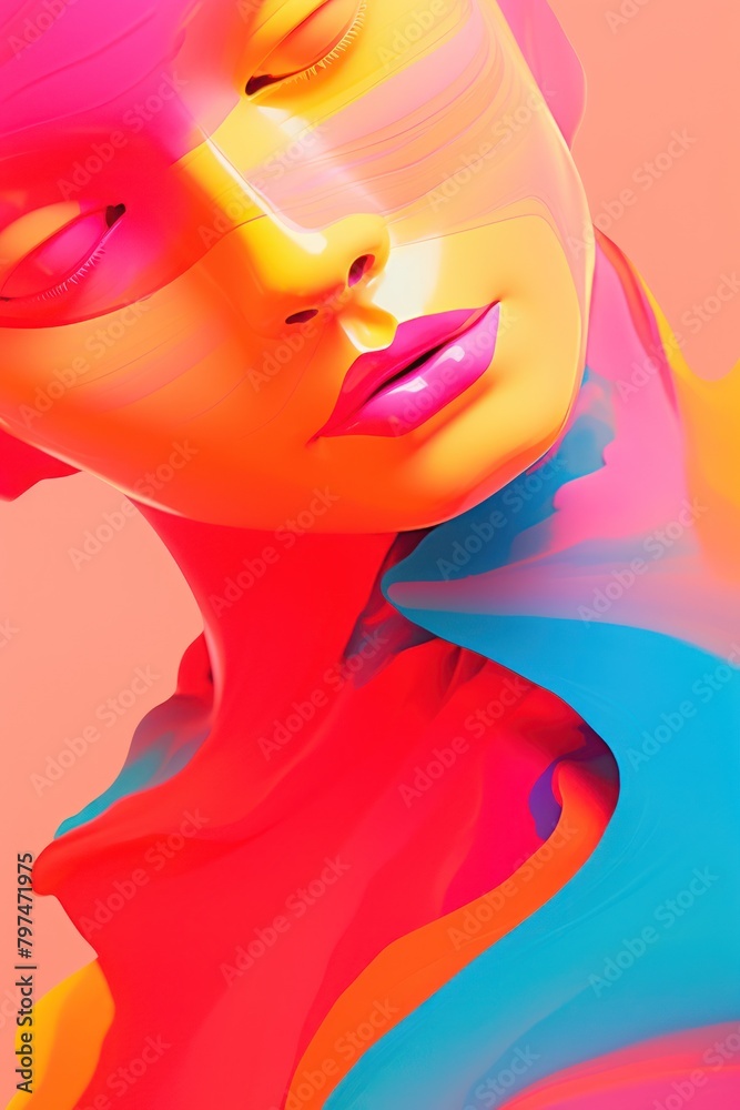 a colorful face of a woman