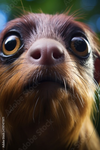 a close up of a monkey's face
