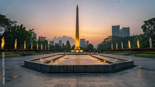 Monument was built in Jakarta to commemorate the struggle of the Revolutionary Heroes who fought to defend the country's ideology AI Generated photo