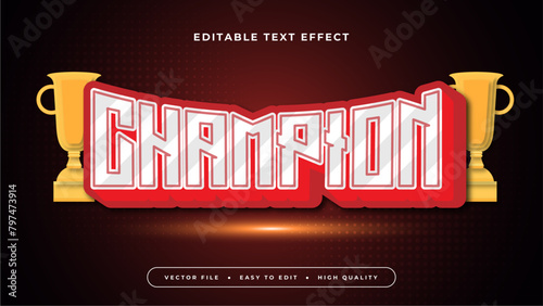 Red white and yellow champion 3d editable text effect - font style