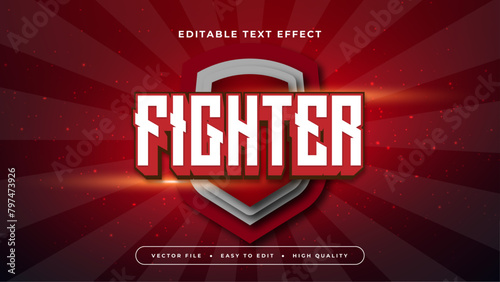 White red and gray grey fighter 3d editable text effect - font style