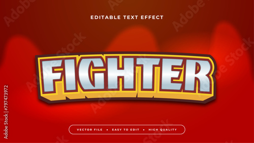 Gray grey red and yellow fighter 3d editable text effect - font style