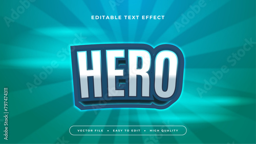 Blue green and white hero 3d editable text effect - font style