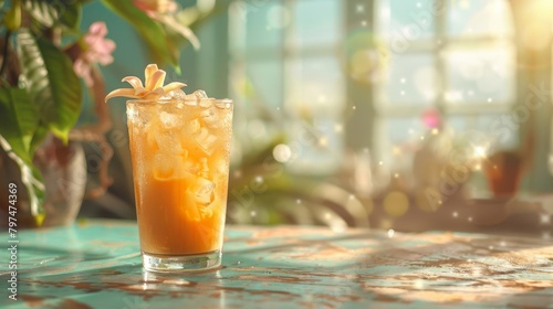 Savor the sweetness of summer with a chilled iced coffee against a dreamy pastel backdrop, a delightful treat for the senses