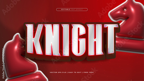 Red and white knight 3d editable text effect - font style
