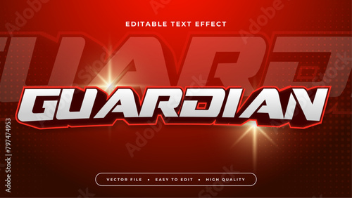 Red and gray grey guardian 3d editable text effect - font style