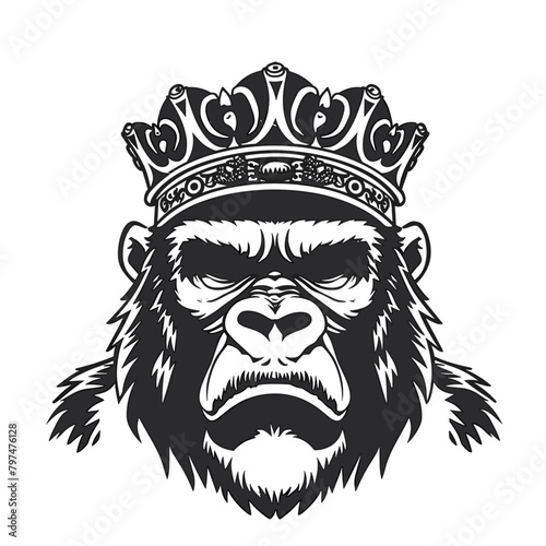 powerful depiction of a gorilla, crowned in regality, embodying both the wild and the royal photo