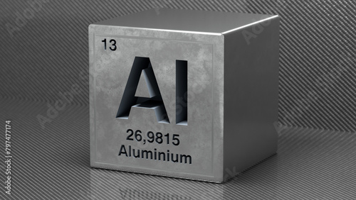 Periodic table element aluminum icon on grey background. 3d illustration (ID: 797477174)