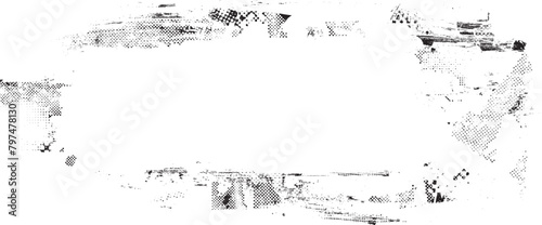 Glitch distorted grange frame . Noise grungy banner . Trendy defect error shapes . Glitched frame .Grunge textured . Distressed effect .Vector shapes