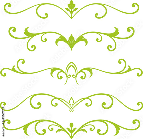 Set of decorative divider elements. Border florish collection. Vector.