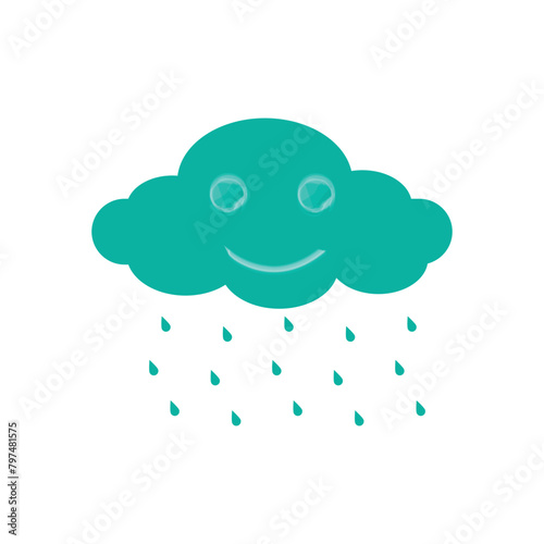 Cartoon cloud vector in the sky with rain.