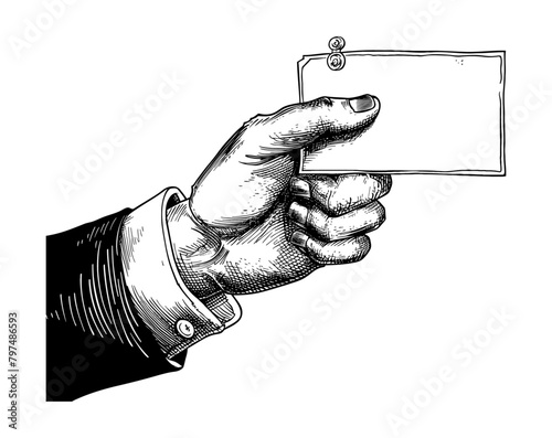 hand card name engraving black and white outline
