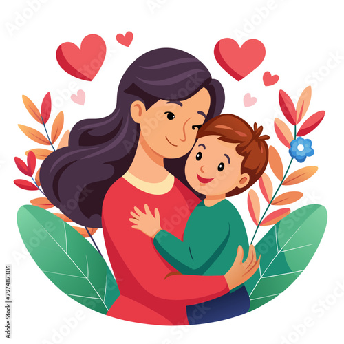 heartwarming vector illustration celebrating Mother's Day, featuring a mother and child sharing a special moment together