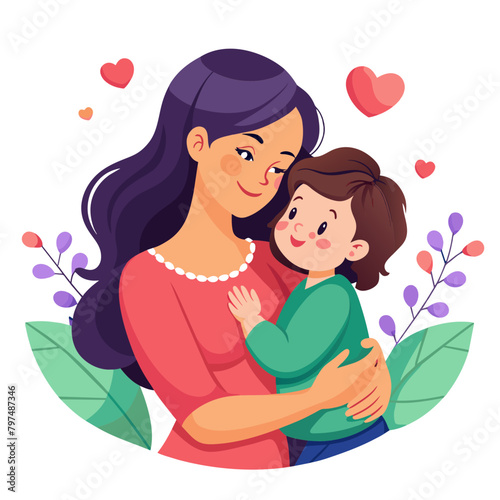 heartwarming vector illustration celebrating Mother's Day, featuring a mother and child sharing a special moment together