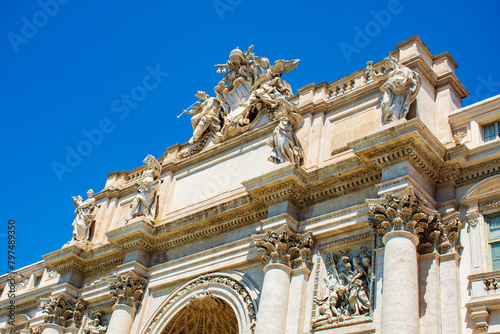 View of upper side of Trevi Fountain Rome, Italy