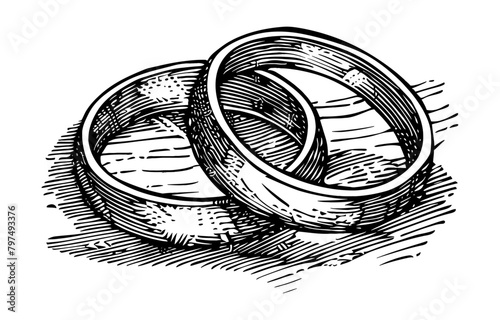 wedding rings engraving black and white outline