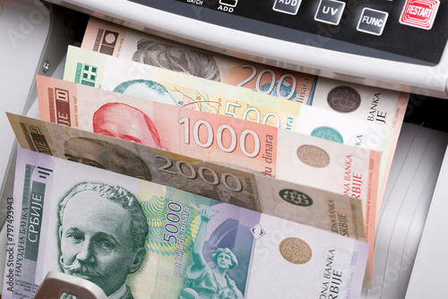 Serbian dinar in a counting machine photo