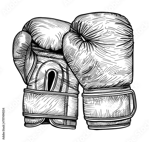 boxing glove engraving black and white outline
