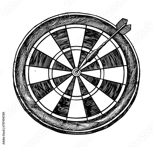 dart board engraving black and white outline