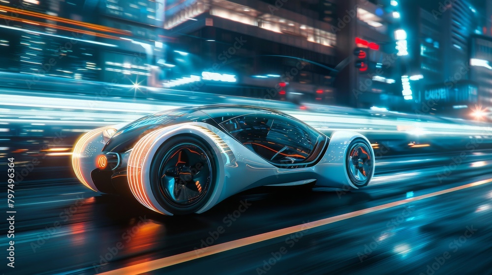 Futuristic electric vehicle rendering illustrating the potential of electric mobility