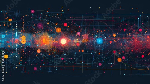 Data Grid: A vector illustration of a digital grid with data points and lines